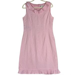 Mary McFadden baby pink sleeveless sheath dress lined linen Sz 10